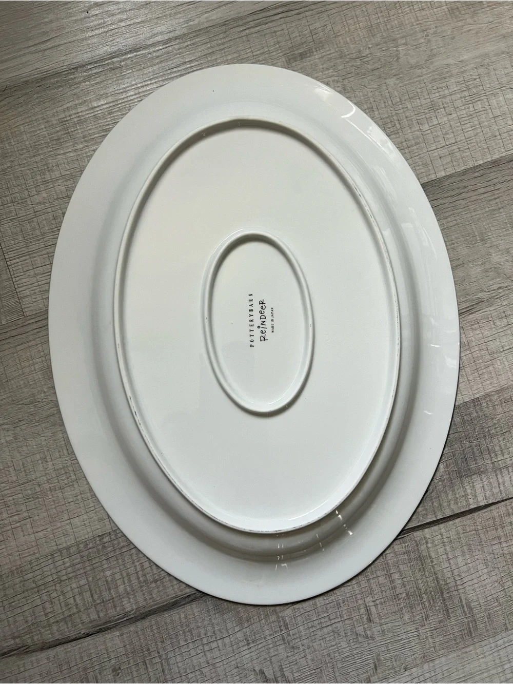 POTTERY BARN RETIRED Rudolph White Holiday Oval Serving Platter Large